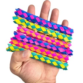 Mandarin Bird Toys by M&M 5522 Rainbow Bamboo Chewers Pk36 - Natural Bamboo Lightweight Colorful Woven Finger Traps, Soft Chewable Foot Toys, Stuffable, Great Fun fo