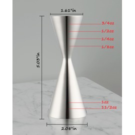Debrabby Silver Double Jigger Premium Japanese Style Slim Measuring 2 OZ 1 OZ Jigger,Double Cocktail Jigger,Japanese Jigger Bar Tool for Bar Home Party Wine Drink(304 SS)