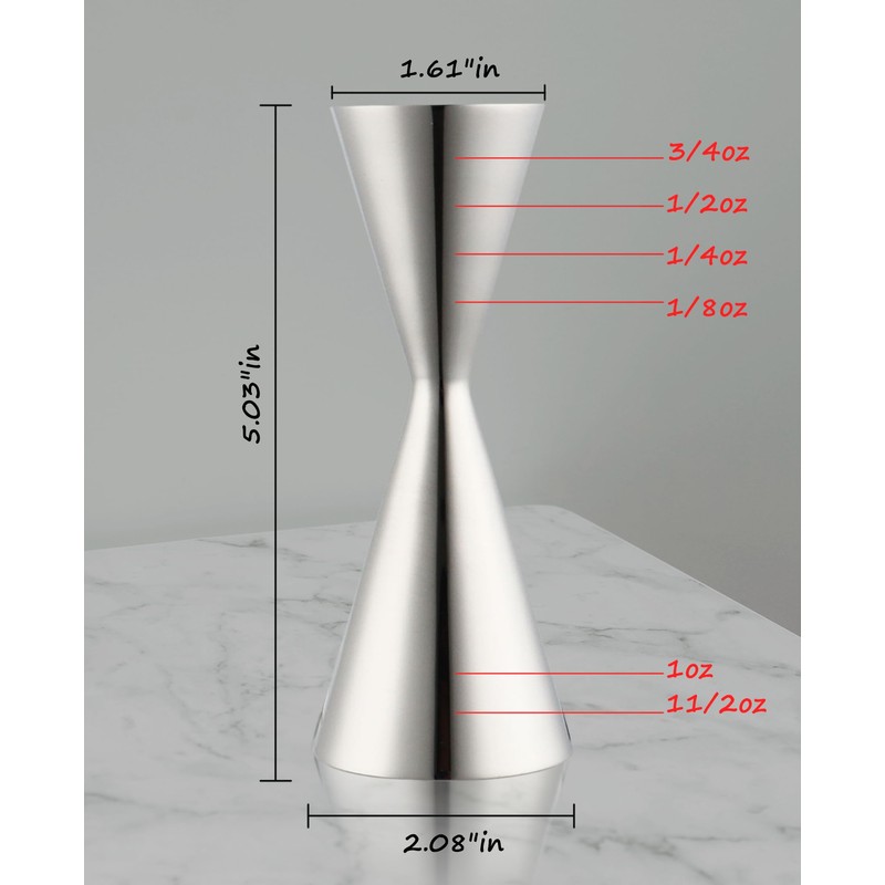 Debrabby Silver Double Jigger Premium Japanese Style Slim Measuring 2