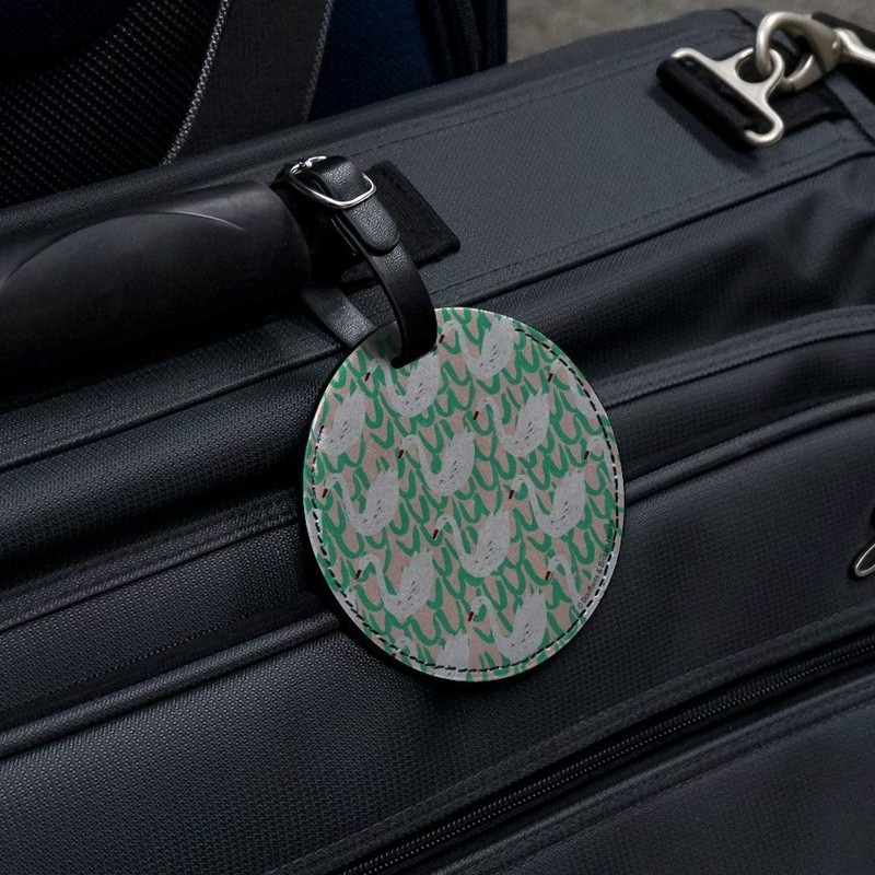 White Swans Swimming Pattern Round Leather Luggage Card Suitcase Carry-On