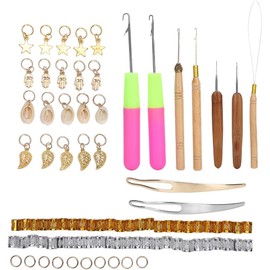 Gancho de ganchillo para rastas, juego de 89 piezas de anillos de metal para el cabello herramientas para trenzas y rastas, accesorios para peinados kit de extensión de cabello suministros para salón