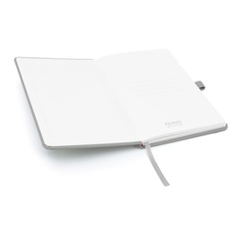 Notes London Blank Page Notebook A5 White Unlined Blank Pen Loop Ribbon and Paper Pocket Medium Cover Notebook Eco Friendly Sustainable Paper (Grey)