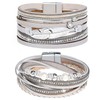 Gleamart Silver 2 Pieces Multilayer Leather Bracelet Set Beads Wrap