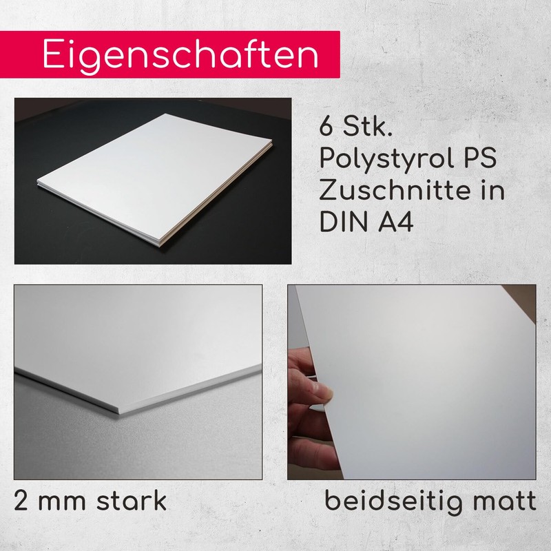 Set of 6 Polystyrene Panels White I DIN A4 Plastic