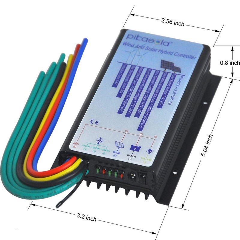 Pikasola Hybrid Wind & Solar Controller for 12V/24V Battery Auto,