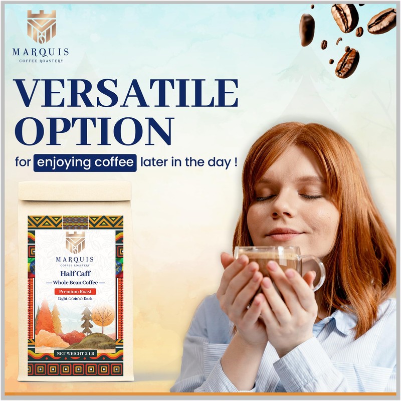 Marquis - Half Caff Ground Coffee, Rich Blend of Half