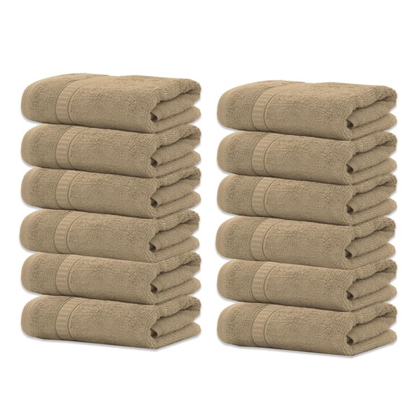 GOLD TEXTILES Wash Cloths 12 Pack Soft Rinspun Cotton Washcloths,