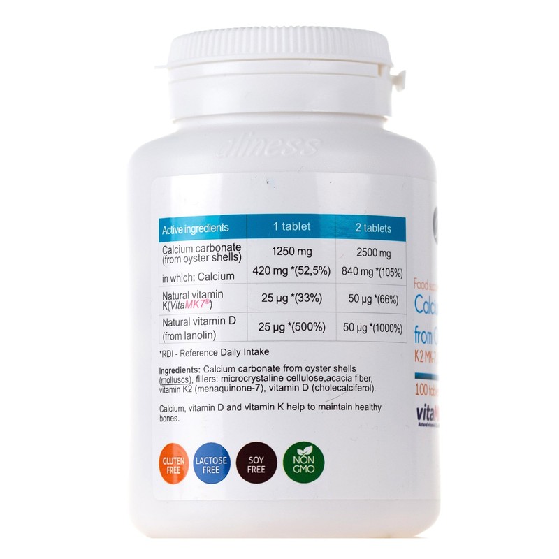 Aliness Calcium from Oyster Shells with Vitamin K2 MK-7 and