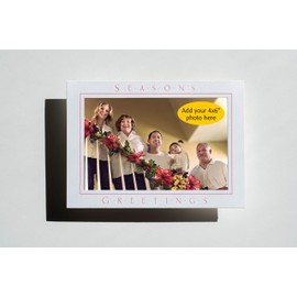 Photographer's Edge, Photo Insert Card, Season's Greetings, Holiday Cards, Pack of 10 Cards and Envelopes for 4x6 Photos - Bright White with Scarlet Red Ink