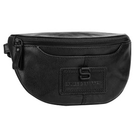 Spikes & Sparrow Waist Bag Real Leather Men Women Waist Bag with Key Finder Premium Crossbody Festival Bag with Multifunction 021812, black, Unit size