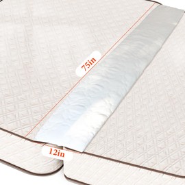 Bochino Twin to King Size Bed Bridge, 75"x12" Memory Foam Gap Filler, Removable & Washable Cover, Zipper Closure, White