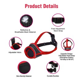 New Dog Muzzle, Breathable Drinkable Mesh Muzzle for Dogs,Anti Biting Barking Chewing,Grooming Muzzle for Dog with Anti-Drop Adjustable Anti-Drop &Shiny Reflective Strap in Night (Red, XL)