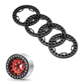 RCLIONS Aluminum Alloy RC Beadlock Wheel Rim Replacement Ring for 1:10 Crawler RC Car 1.9" Wheels/Rims-Pack of 4pcs (Matte Black)