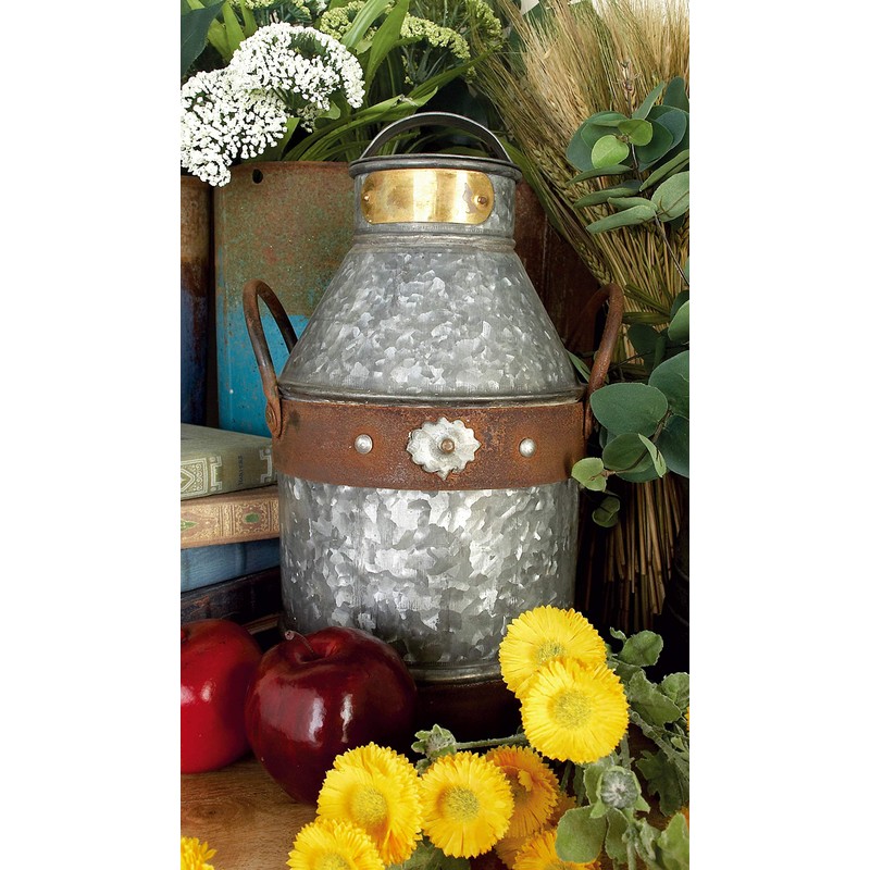 Deco 79 Metal Galvanized Milk Can, 13 by 7-Inch