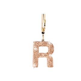MOTOFITOOL Bling Car Accessories for Women Letter Charm, Rainbow Crystal Rearview Mirror Pendant, Cute Diamond Rhinestone Car Decor, Lucky Gift for Women(R, Champagne Gold)