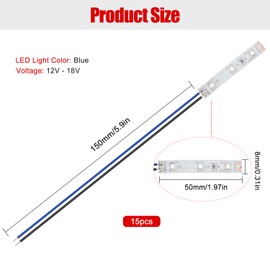 YIXISI 15 PCS 50mm Prewired Strip LED, 12V - 18V LED Strip Light, 2335 SMD LED Light, Blue