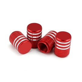 Valve Caps | 3 Grooves in Silver | 4 Pieces | Red