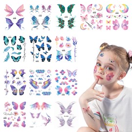 TORMEN Temporary Tattoos Butterfly wing tattoo Mixed Styles Waterproof Realistic Long Lasting Fake Tattoos for Kids Adults Parties & Festivals(14 Sheets)