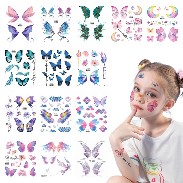 TORMEN Temporary Tattoos Butterfly wing tattoo Mixed Styles Waterproof Realistic