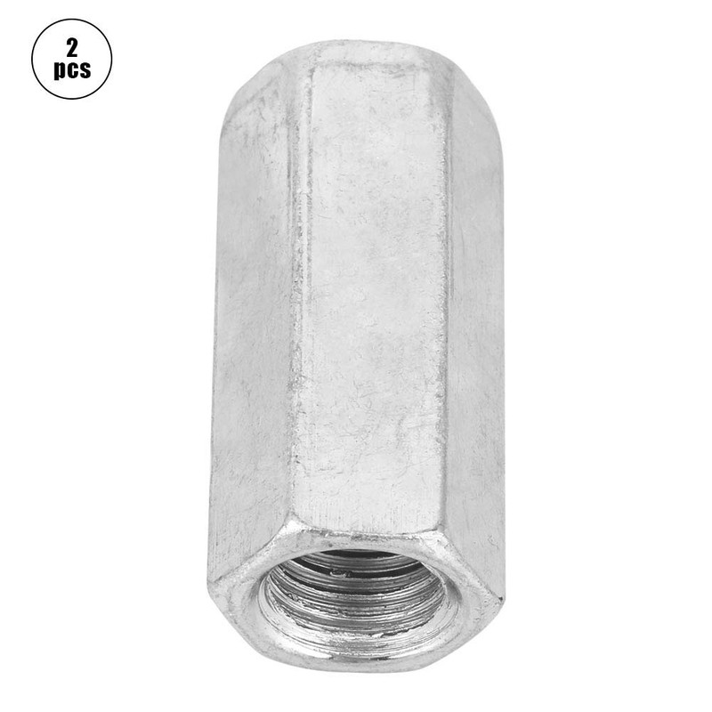 Long Hex Nut, 2pcs M16*50 Zinc Plated Steel Long Hex