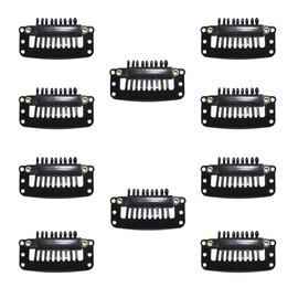 Wig Clips, 10Pcs Wig Clips Snap Clips, Black Hair Extension Clips, U-Shape Snap Clips 9 Teeth Comb Clips, for Making Hair Extensions