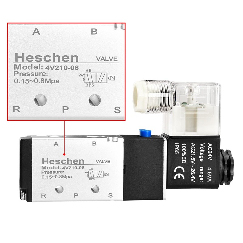 Heschen Electric Pneumatic Solenoid Valve 4V210-06 AC24V PT1/8 5 Way