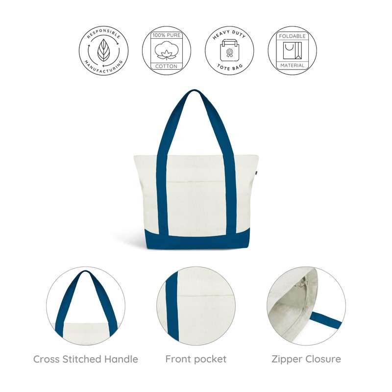 Ecoright - Bolsa de lona para mujer con cierre y