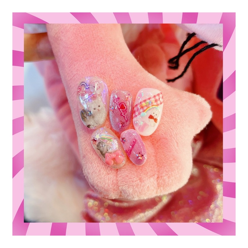 Kichi Dakku NailHandmade Nail Tips - Short Coffin / 키치다꾸네일수제네일팁