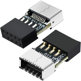 Xiatiaosann 2 Pcs Motherboard USB 2.0 to USB 3.1/3.2 Type E Header Adapter, Internal 9 Pin Female to USB 3.1 Type-E (A-Key) Converter for Extending USB C Ports on Front Panel of PC