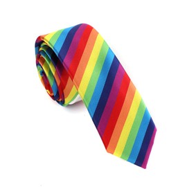 fortunatever Mens Striped Color Tie,Slim Necktie With Multiple Colors(Rainbow, 2.36'' Width)