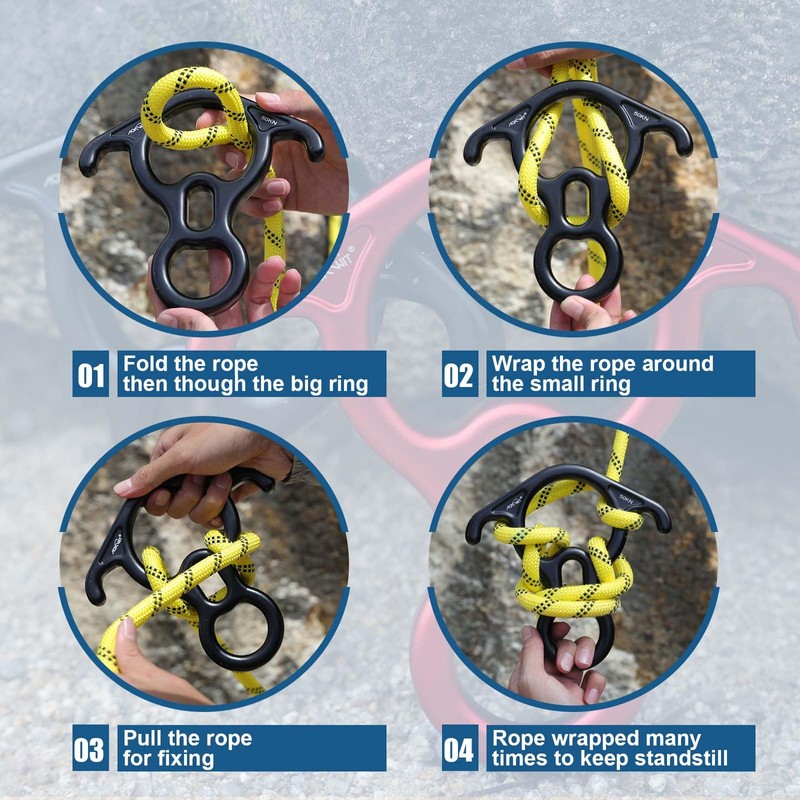 AOKWIT 50KN Rescue Figure, 8 Descender Large Bent-Ear Belaying and