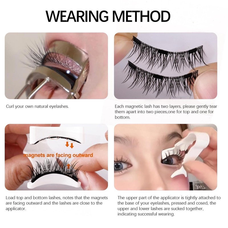 AYNKH Magnetic Eyelashes with Applicator, Natural Look No Glue Needed
