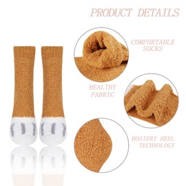Benefeet Sox Fuzzy Socks for Women Girls Cute Cat Paw Socks Cozy Soft Socks Funny Animal Print Comfy Fluffy Slipper Socks Thick Plush Sleeping Socks Winter Warm Indoor Home Socks Christmas Gifts