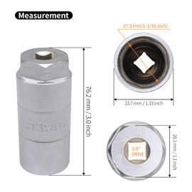 OXCANO Oil Pressure Sensor Socket,1 1/16 Socket Switch Compatible with 3/8" Drive or 1 1/8" Hex Wrench,Professional Oil Pressure Switch Socket for Quick Removing/Installing Oil Sending Unit (Silver)