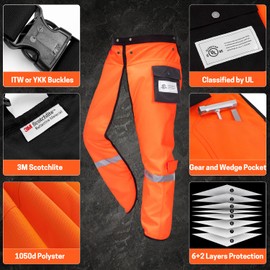 YARDMARIS Chainsaw Chaps Technical 8 Layers Chainsaw Pants Class B for Chainsaw Users