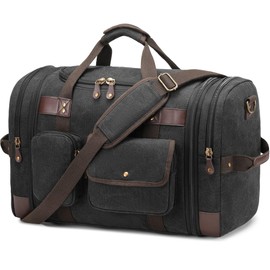 HNCTINNO Duffle Bag for Travel, 50L Carry On Duffle Bag for Airplanes, Canvas Overnight Weekender Bag for Men and Women