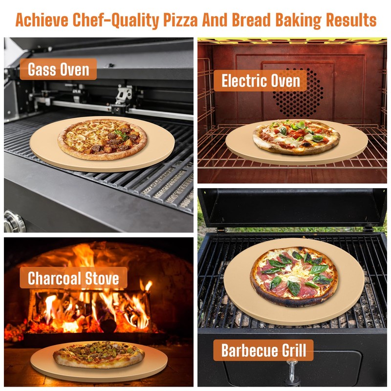 16 Inch Round Pizza Stone for Oven - Cordierite Baking