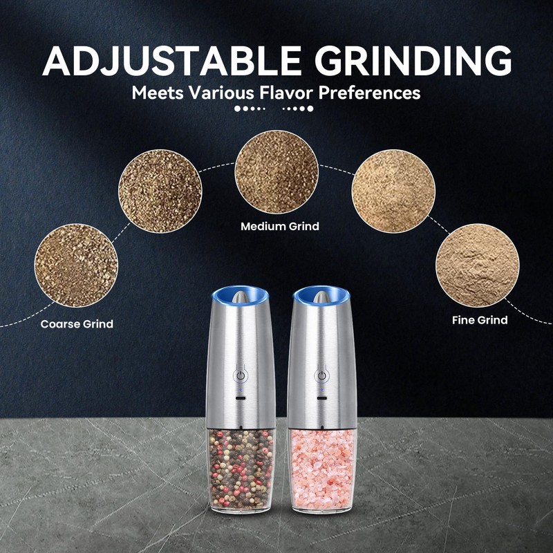 UNNEES Rechargeable Electric Salt and Pepper Grinder set of 2,