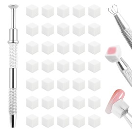 100PCS Nail Sponges for Ombre, White Soft Sponges with 1PC Grabbing Pen for Gradient Nail Design, Mini Disposable Nails Art Sponge, Manicure Nails Art Tools