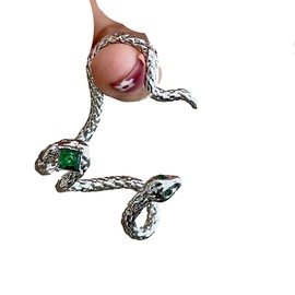 LKingel Snake Earrings Cuff for Women Gothic Punk Snake Earrings Twisted Snake Ear Clips Statement Snake Earrings for Women (Silver Diamond Right)