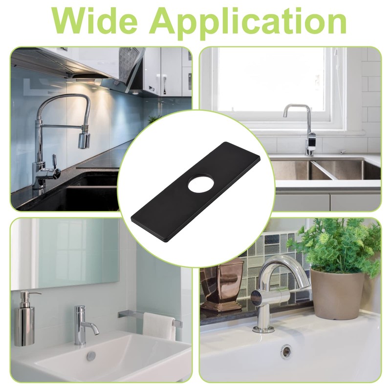 UFURMATE Tap Plate, Black Stainless Steel Hole Cover Deck Plate