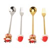 4Pcs Christmas Spoons and Forks Set Stainless Steel Cartoon Funny