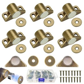 WZYTEU Pack of 8 Strong Door Magnets, Zinc Alloy Cabinet Magnets, Strong for Bathroom, Balcony Door, Kitchen Cabinet Door Closer with 24 Screws (Bronze)