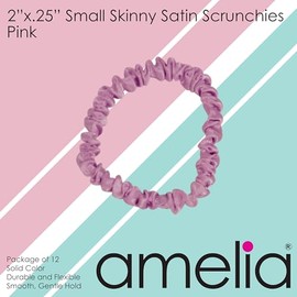 Amelia Beauty Products Coleteros Finos de Satén Rosa Amelia Beauty, Paquete de 12 (5 Cm de Diámetro), Fijación Suave Y Fuerte, Antienganches, Antiabol