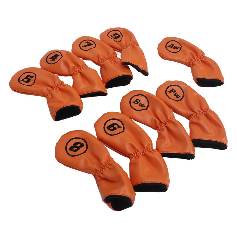 9pcs Golf Club Cover PU Leather Stylish Portable Golf Head