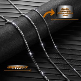 HSWYFCJY Women's / Men's Necklace Stainless Steel Silver Box Chain 2/2.5/3/4 mm Briolette Chain Venetian Link Chain Link Necklace Length 18/20/22/24/28 Inches, Stainless Steel