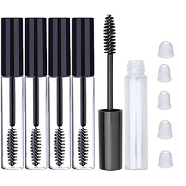 Vinayakart 5 Pcs 7ml Reusable Refillable Clear Empty Tube Bottle Mascara Container with Inner Plug And Mascara Brushes Avoid Leaking for DIY Eyelash Growth Treatment (7ml)