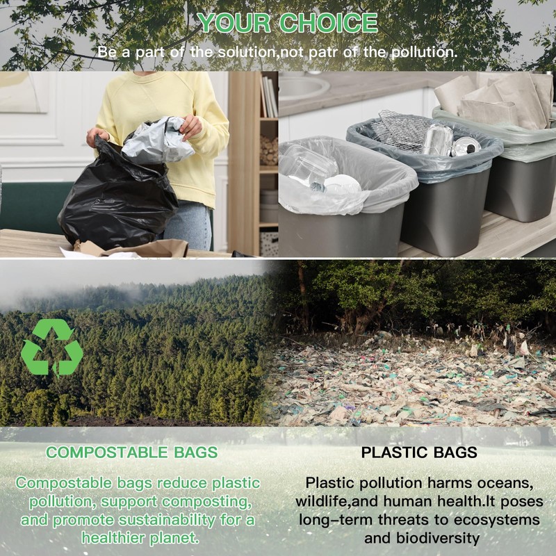 8-Gallon Trash Bags Medium Garbage-Bag - 100 Counts Unscented Strong