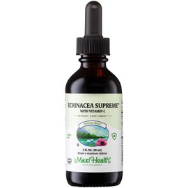Maxi Health - Organic Echinacea Supreme Liquid Extract with Vitamin C - Immune Support Supplement Drops - 1000mg Echinacea Root & Whole Plant Herb Extract - 2 Fl Oz Immune Booster Bottle