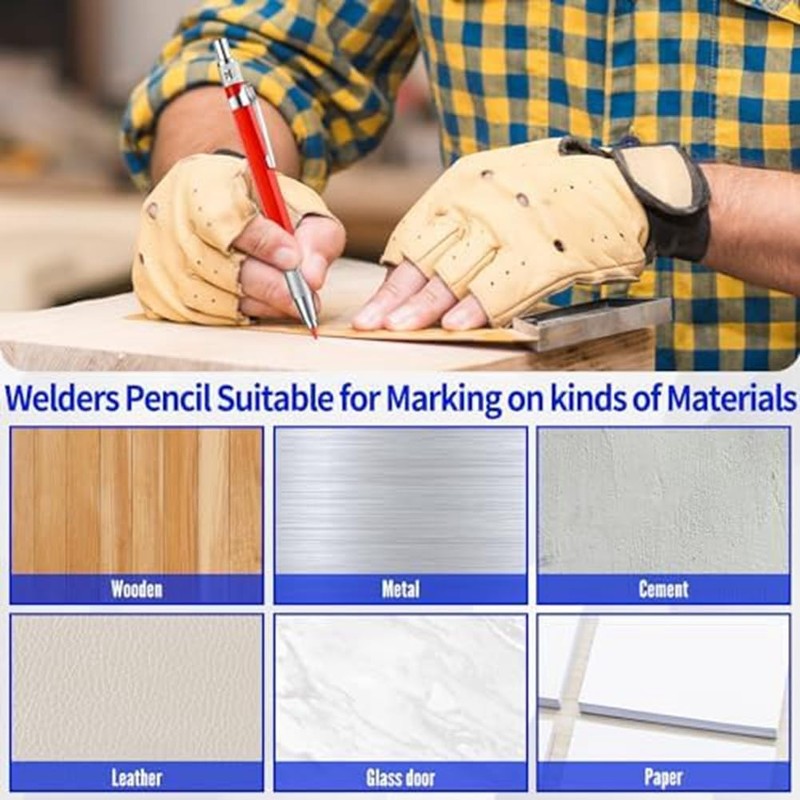 Lyaciomn Welding Pencil with Round Lead Set Metal Welding Marker